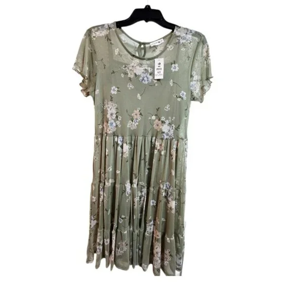 🔥 FLASH SALE KnitWorks Girls Floral 22 Plus NWT Fits Juniors M Sage Boho Dress - Picture 6 of 6